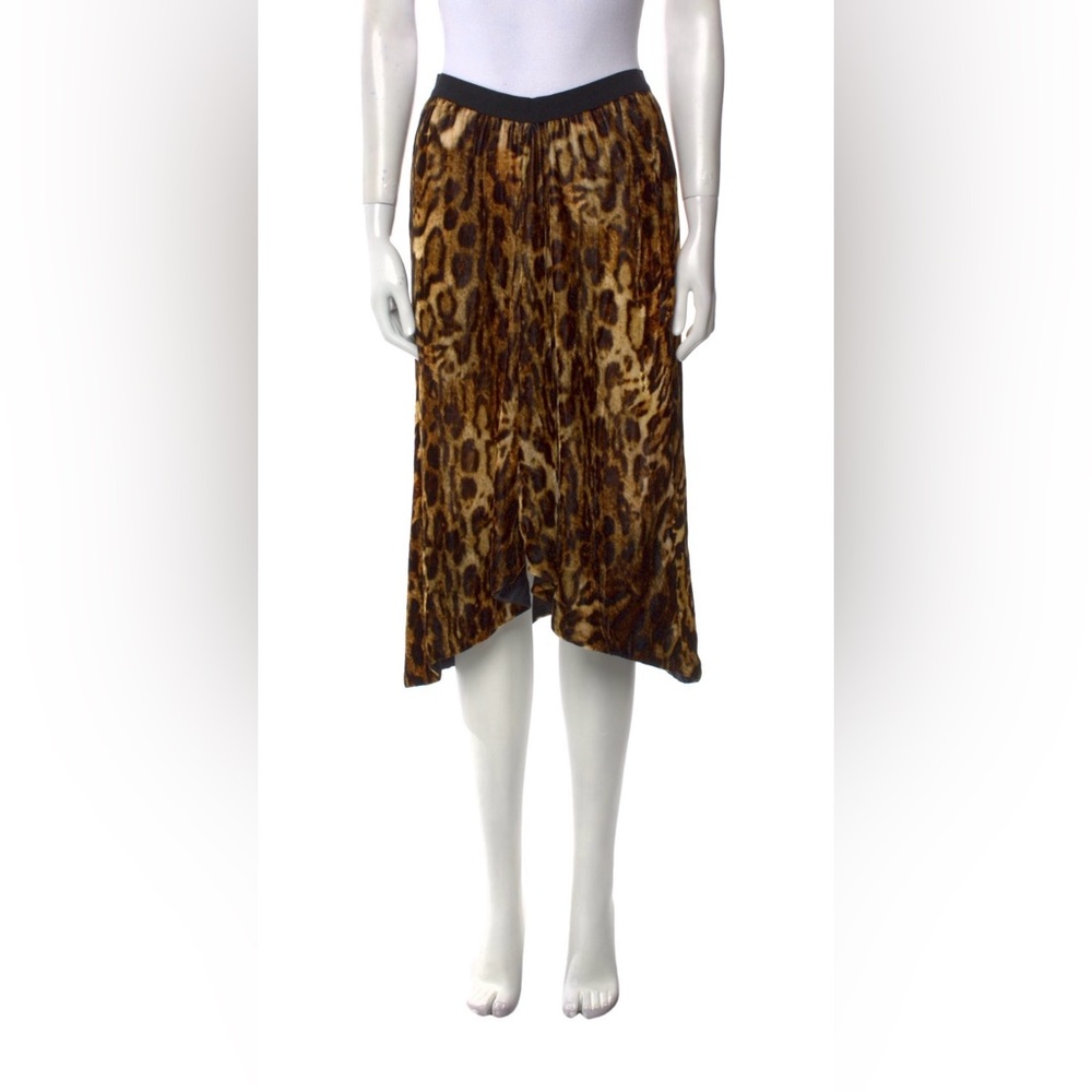 Isabel Marant Asymmetric Midi Skirt Tursanne Leopard Print Velvet Size 40